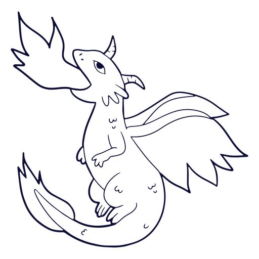 Dragon stroke throwing fire PNG Design