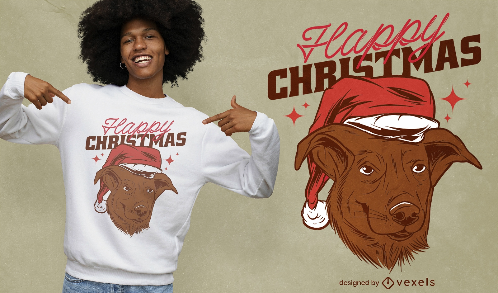Hund mit Weihnachtsm?tze T-Shirt Design