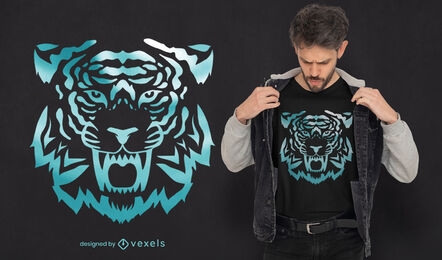 Design de camiseta de animal selvagem tigre azul