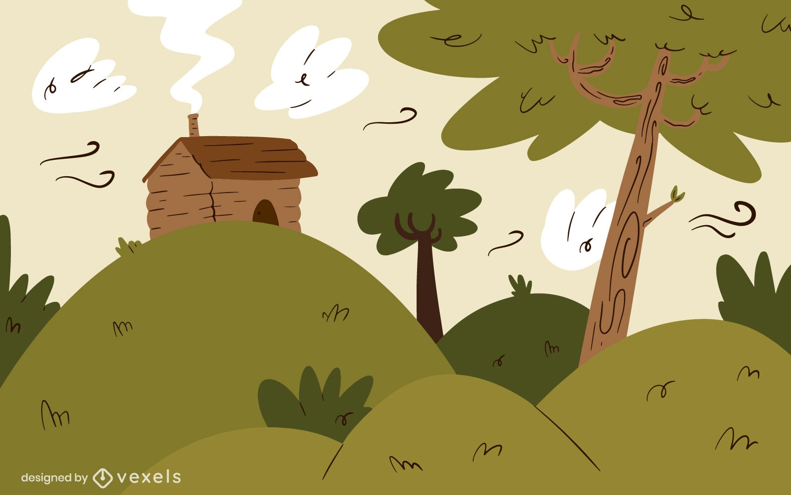 Diseño de ilustración de cabaña de bosque