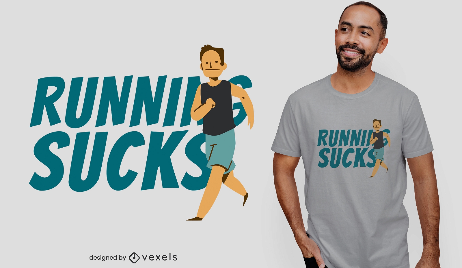 Mann, der läuft, saugt T-Shirt-Design
