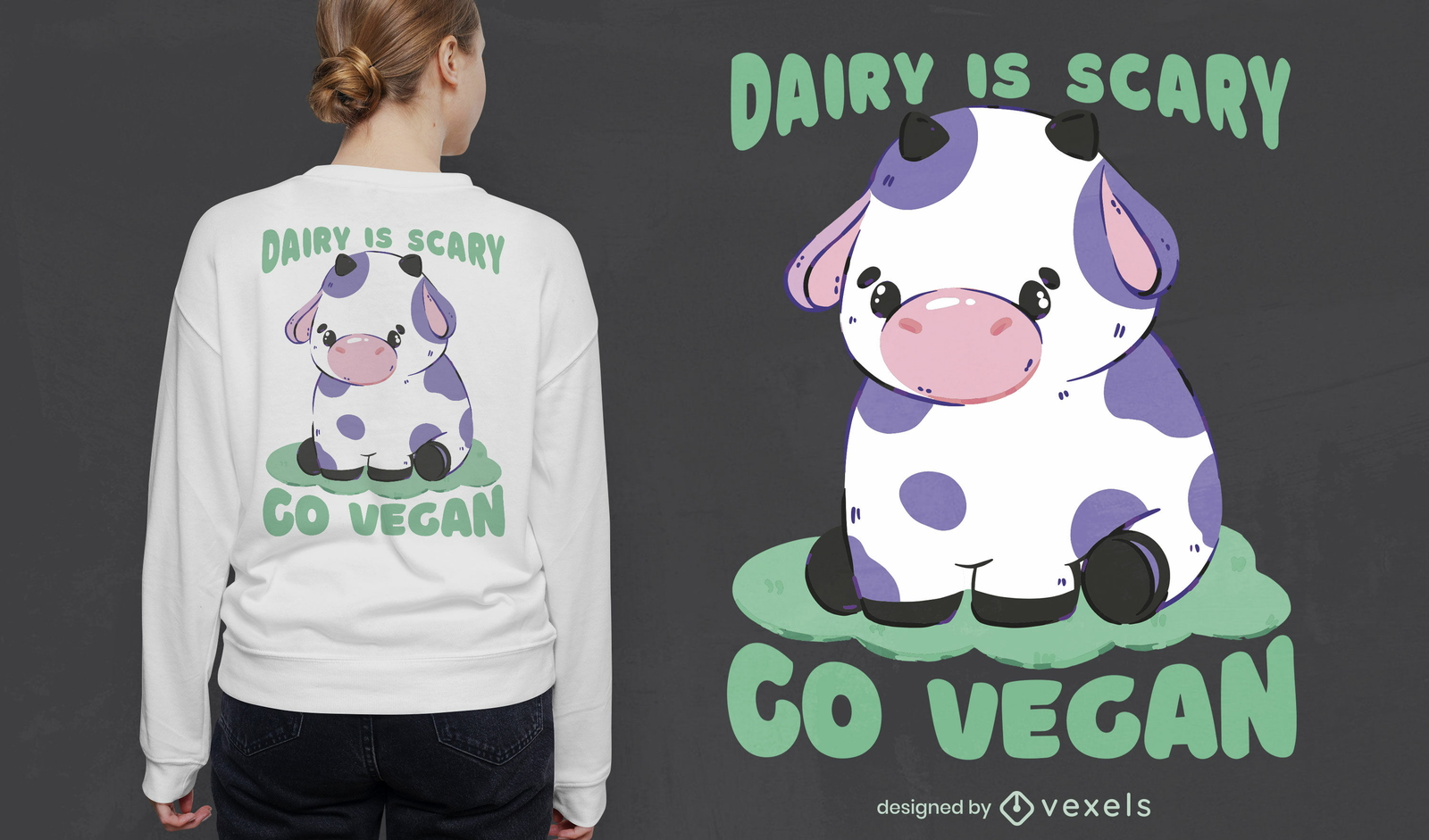 Diseño de camiseta vegana dairy is scary