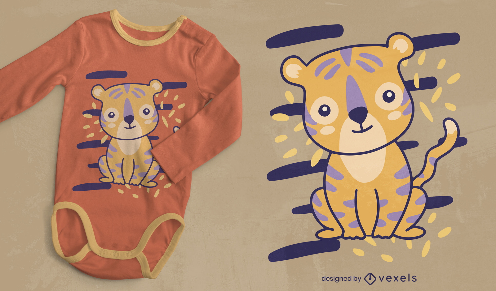 Design de camiseta de tigre bebê fofo