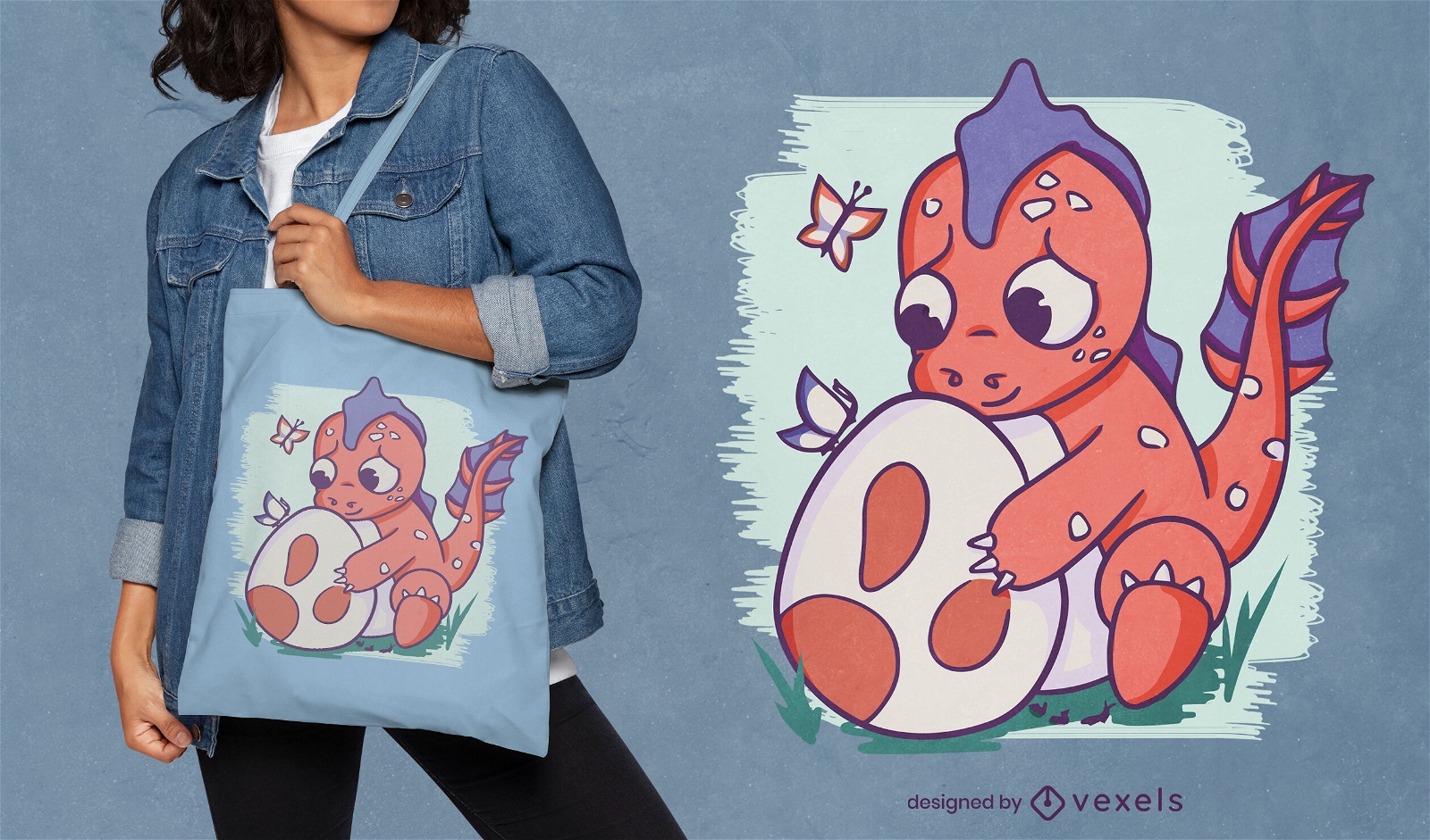 Baby water dragon tote bag design