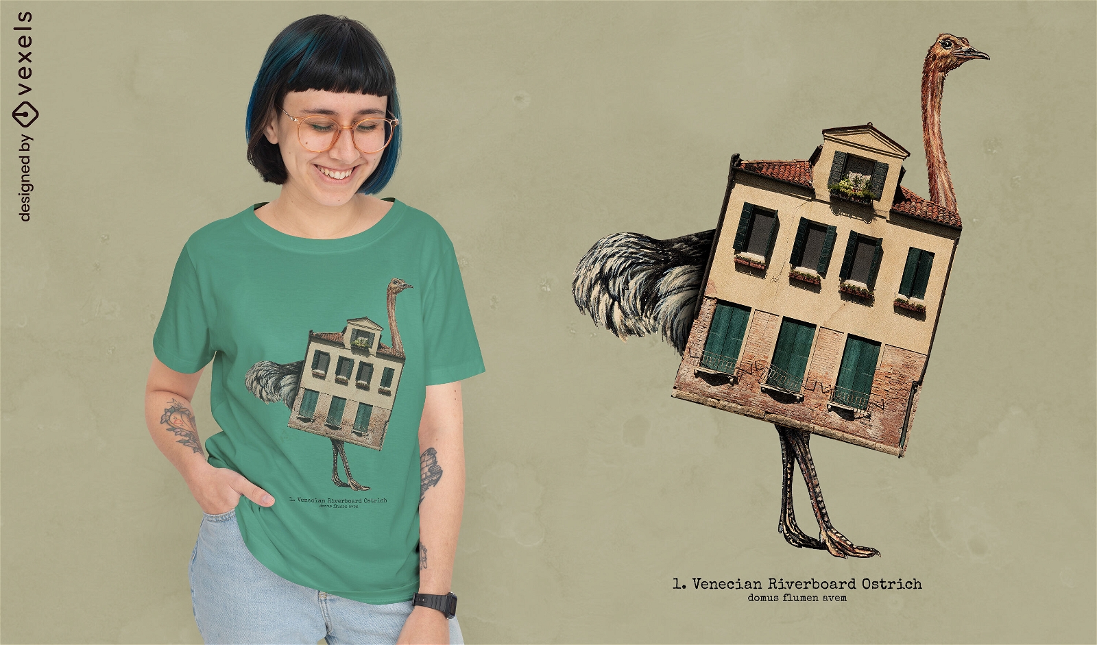 House shaped animal psd t-shirt design