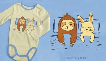 Sleepy sloth and bunny t-shirt design