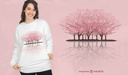 Design de camiseta da floresta Sakura