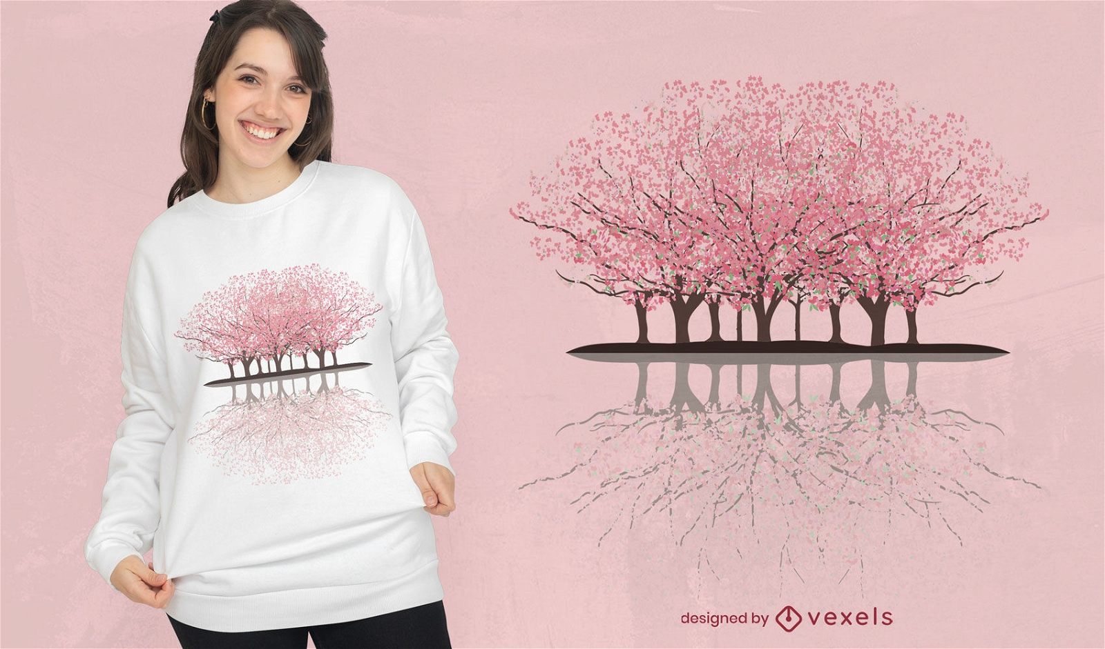 Diseño de camiseta de bosque de sakura