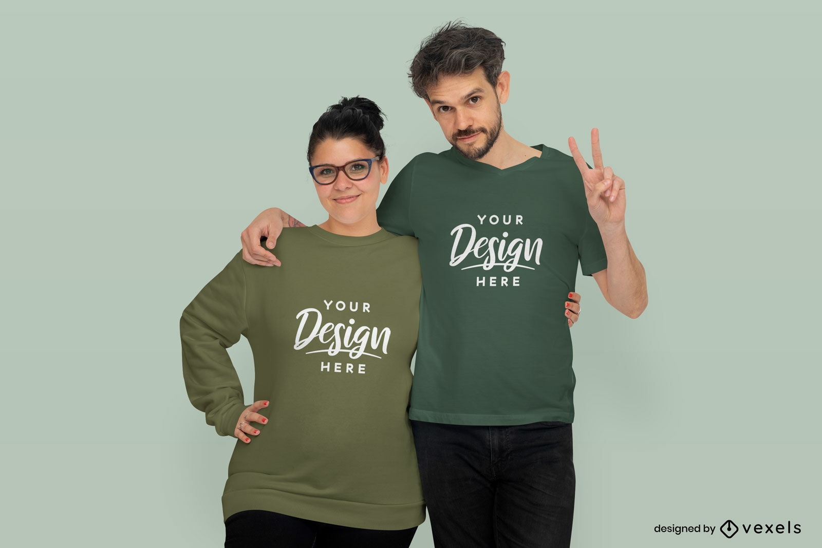 Man and woman t-shirt and sweatshirt mockup