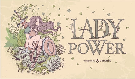 Lady power nature warrior illustration design