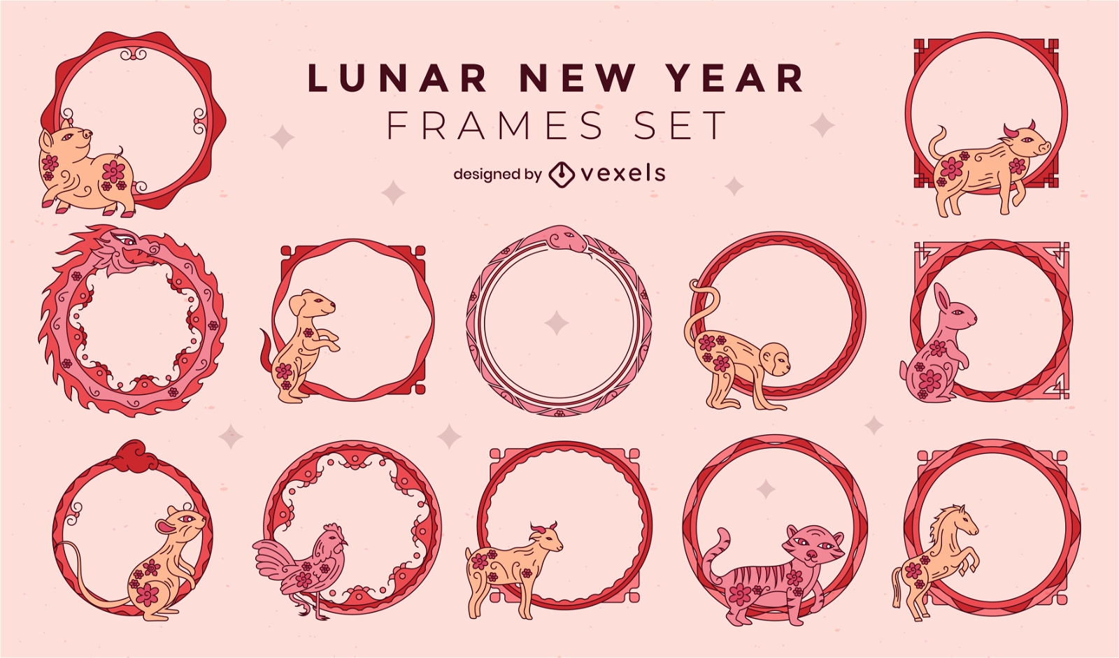 Diseño de marcos de año nuevo lunar