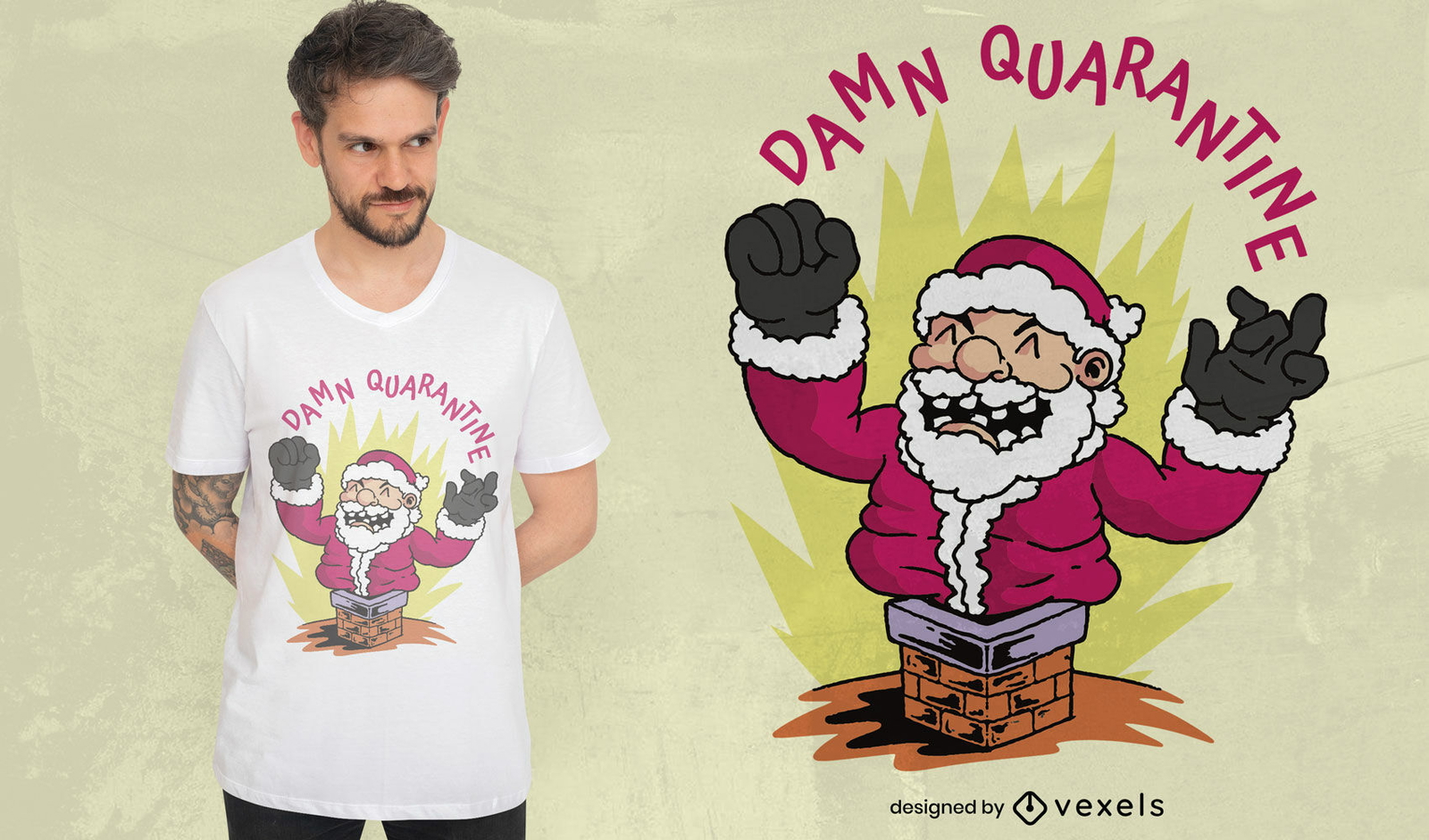 Design engraçado de t-shirt do papai noel gordo