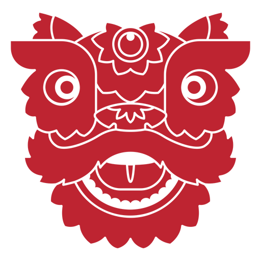 Chinese cut out lion face geometric PNG Design