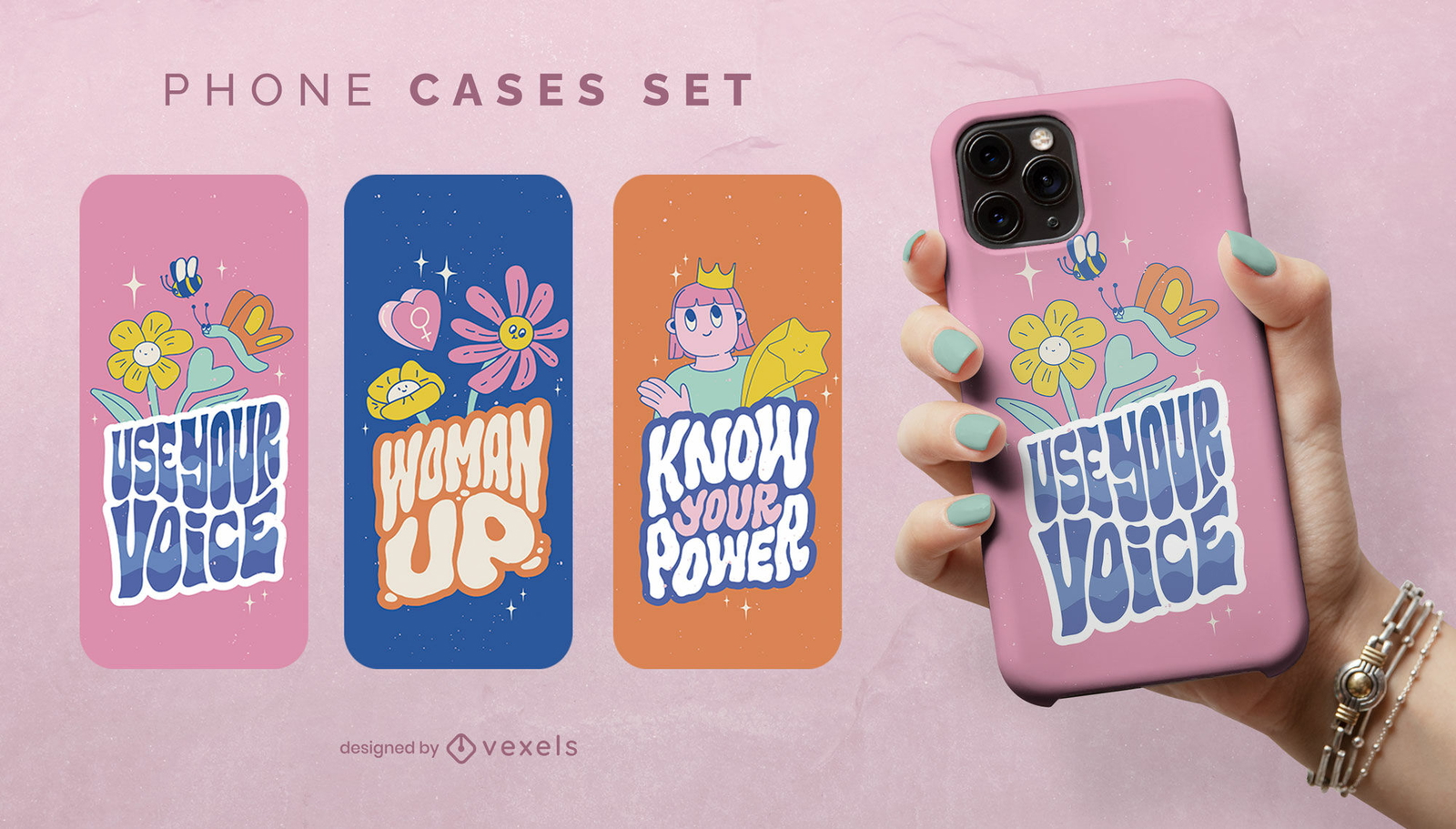 Vintage women's day quote phone case set