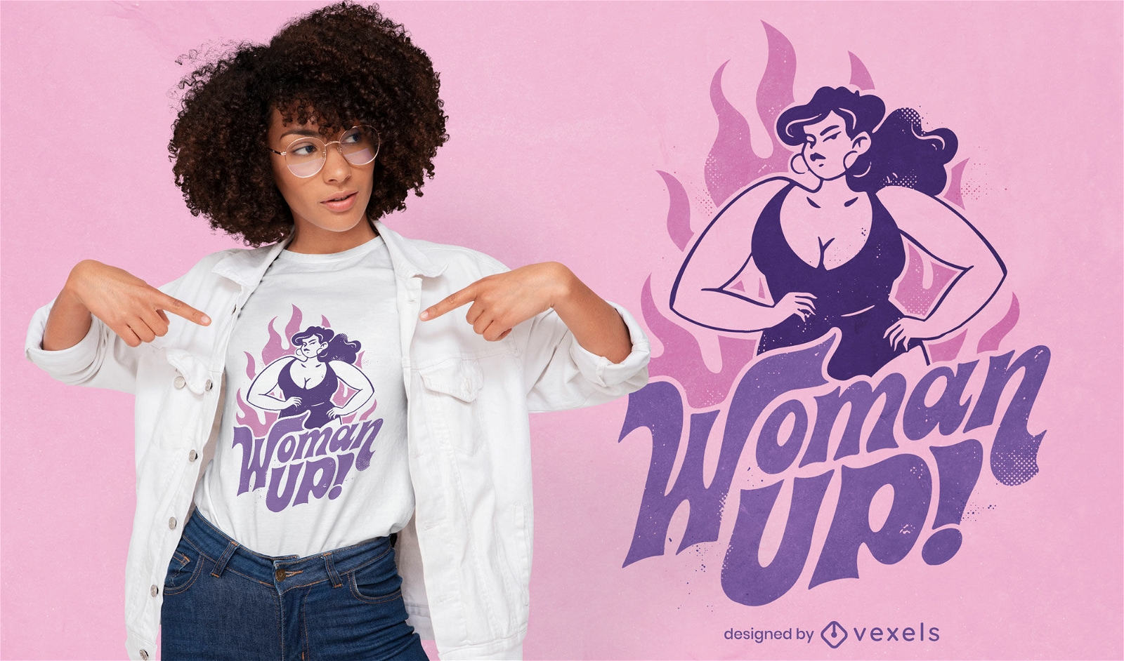 Design de camiseta de personagem de mulher vintage