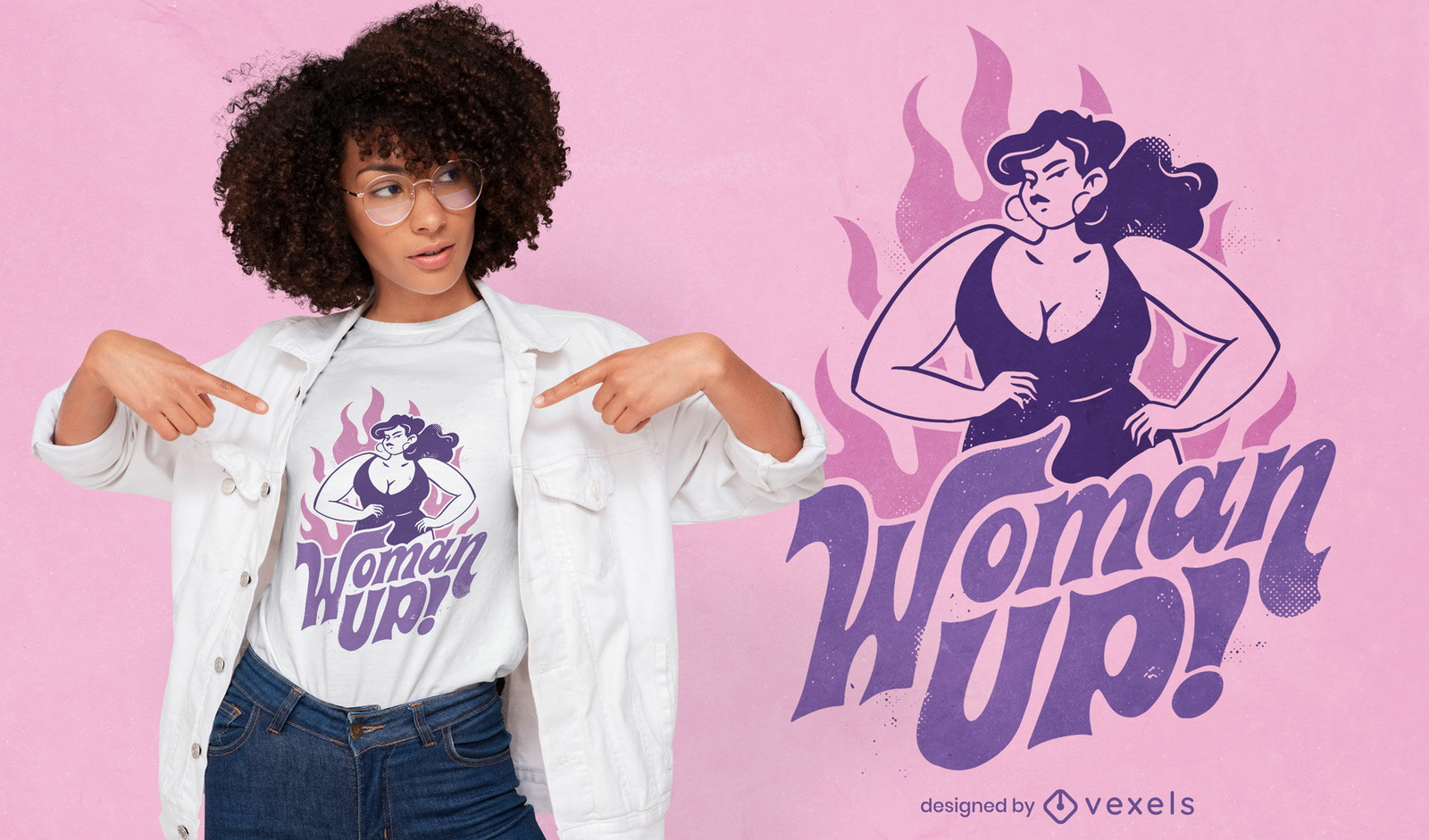 Diseño de camiseta de personaje de mujer vintage