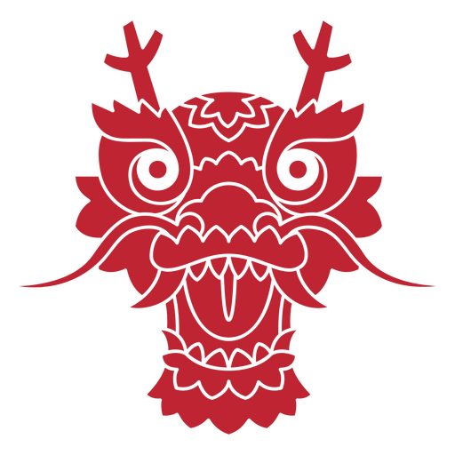Chinese cut out dragon face geometric PNG Design