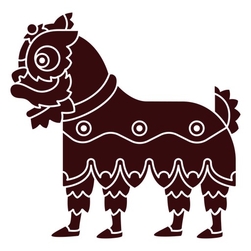 Perfil de león recortado chino geométrico Diseño PNG