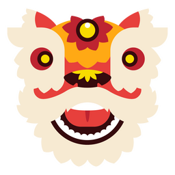 Rosto de leão plano chinês geométrico Desenho PNG