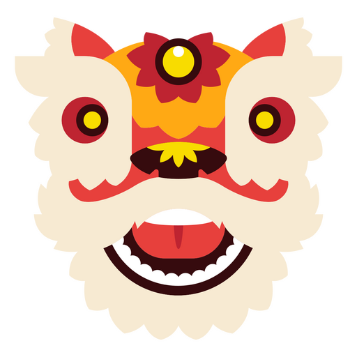 Chinese flat lion face geometric PNG Design