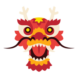 Chinesisches flaches Drachengesicht geometrisch PNG-Design