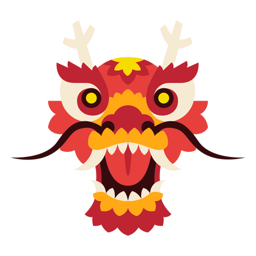 Cara de dragão plano chinês geométrico Desenho PNG