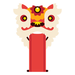Chinesisches flaches geometrisches Löwengesicht PNG-Design