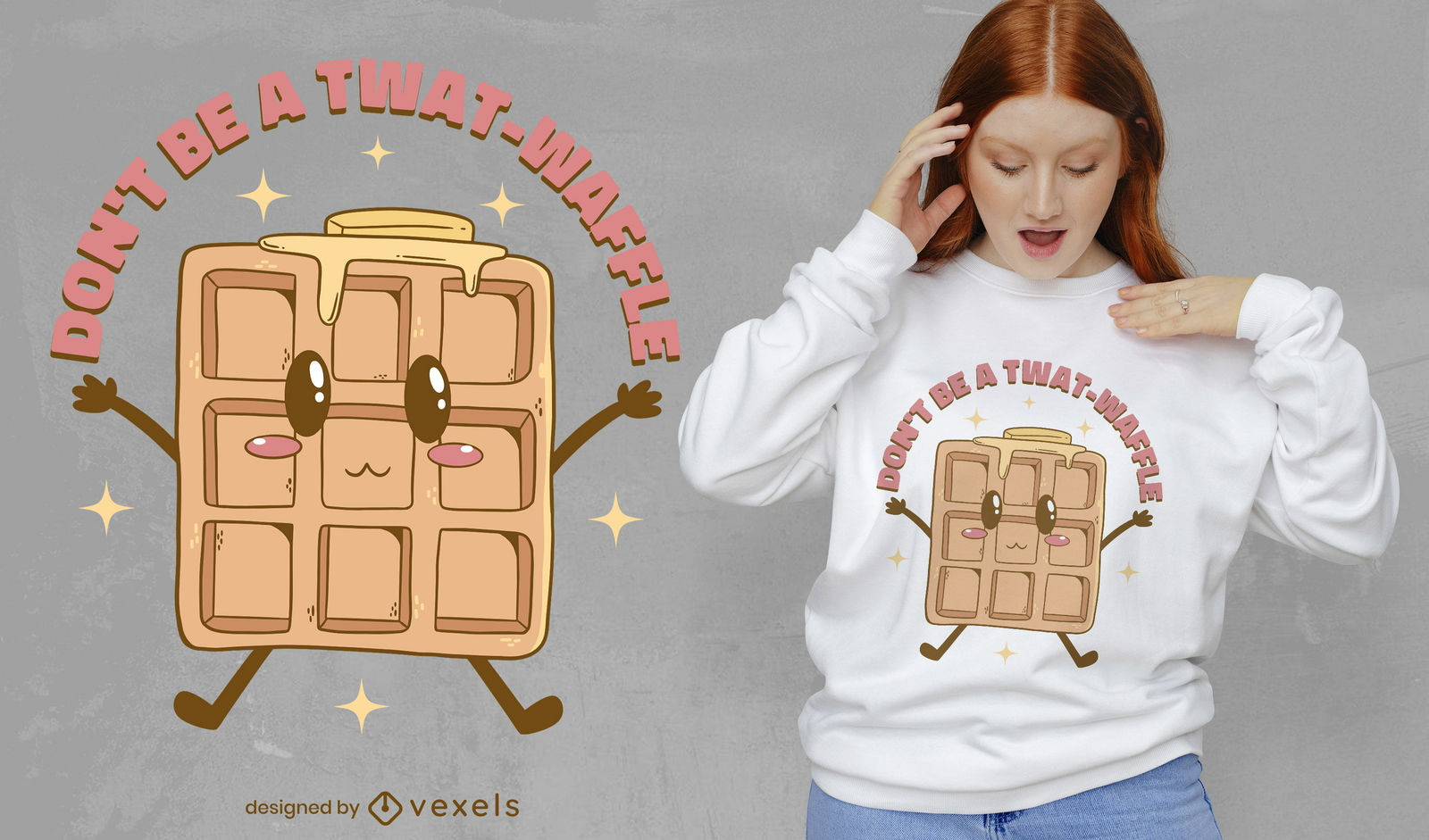 Design de t-shirt com citação de waffle Kawaii