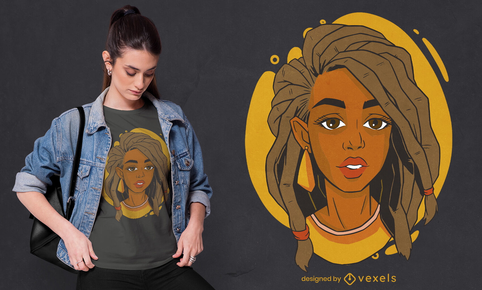 Black african girl with braids t-shirt design