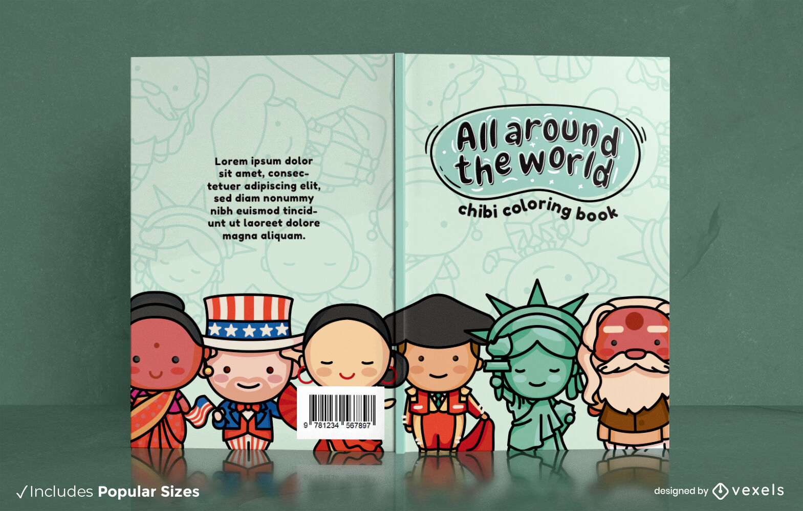 Diseño de portada de libro de cultura mundial de Chibi