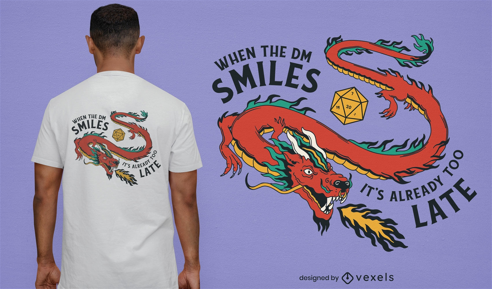 Design de camiseta de dragão cuspindo fogo