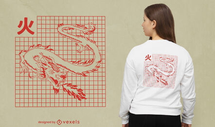 Dragon throwing flames t-shirt design