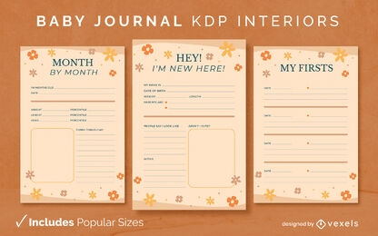 Baby floral Journal Design Template KDP