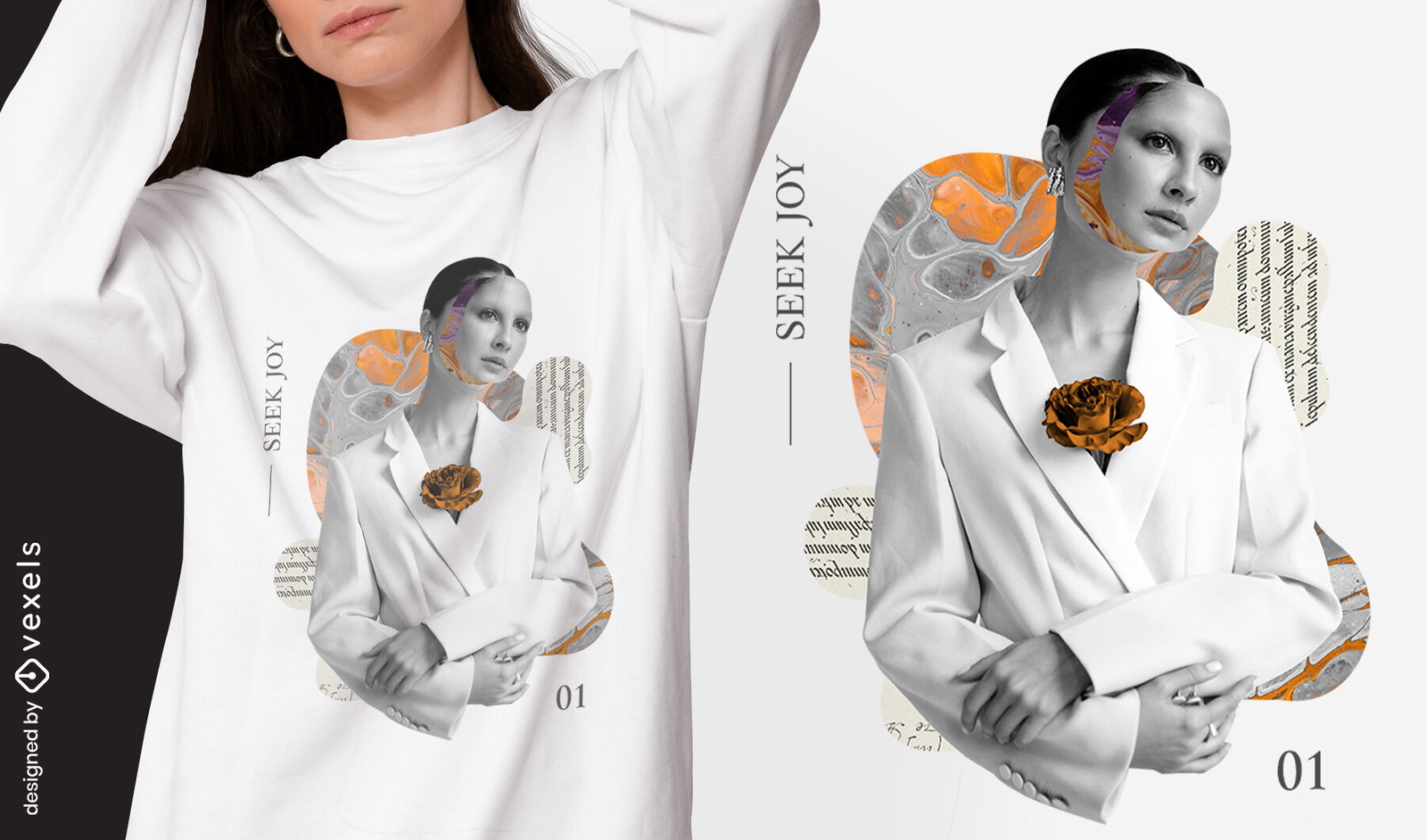 Diseño de camiseta de collage de mujer de mármol psd