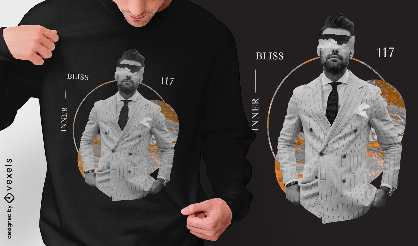 Hombre en traje diseño de camiseta psd