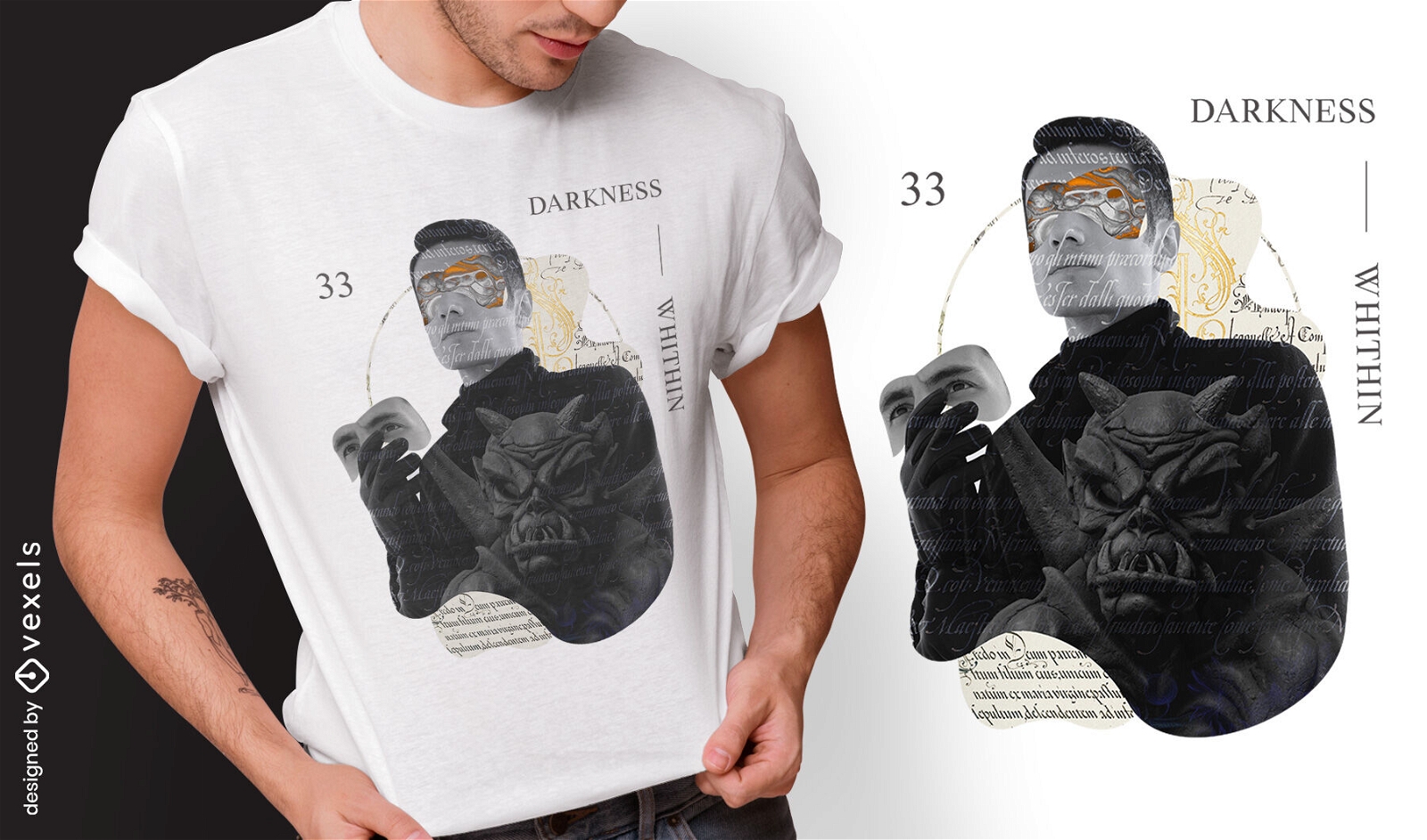 Darkness monster and man psd t-shirt design