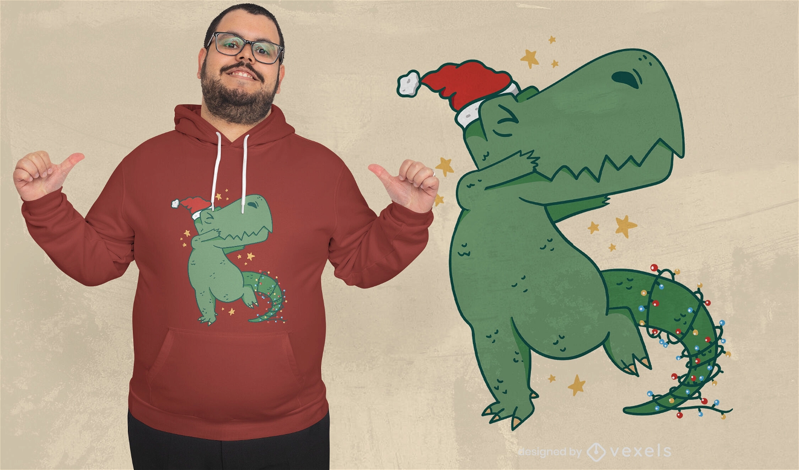 Design de camisetas divertidas de t-rex de Natal