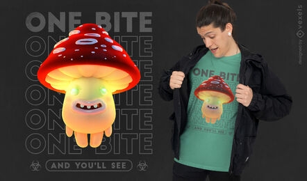 Floating mushroom 3D character psd t-shirt design