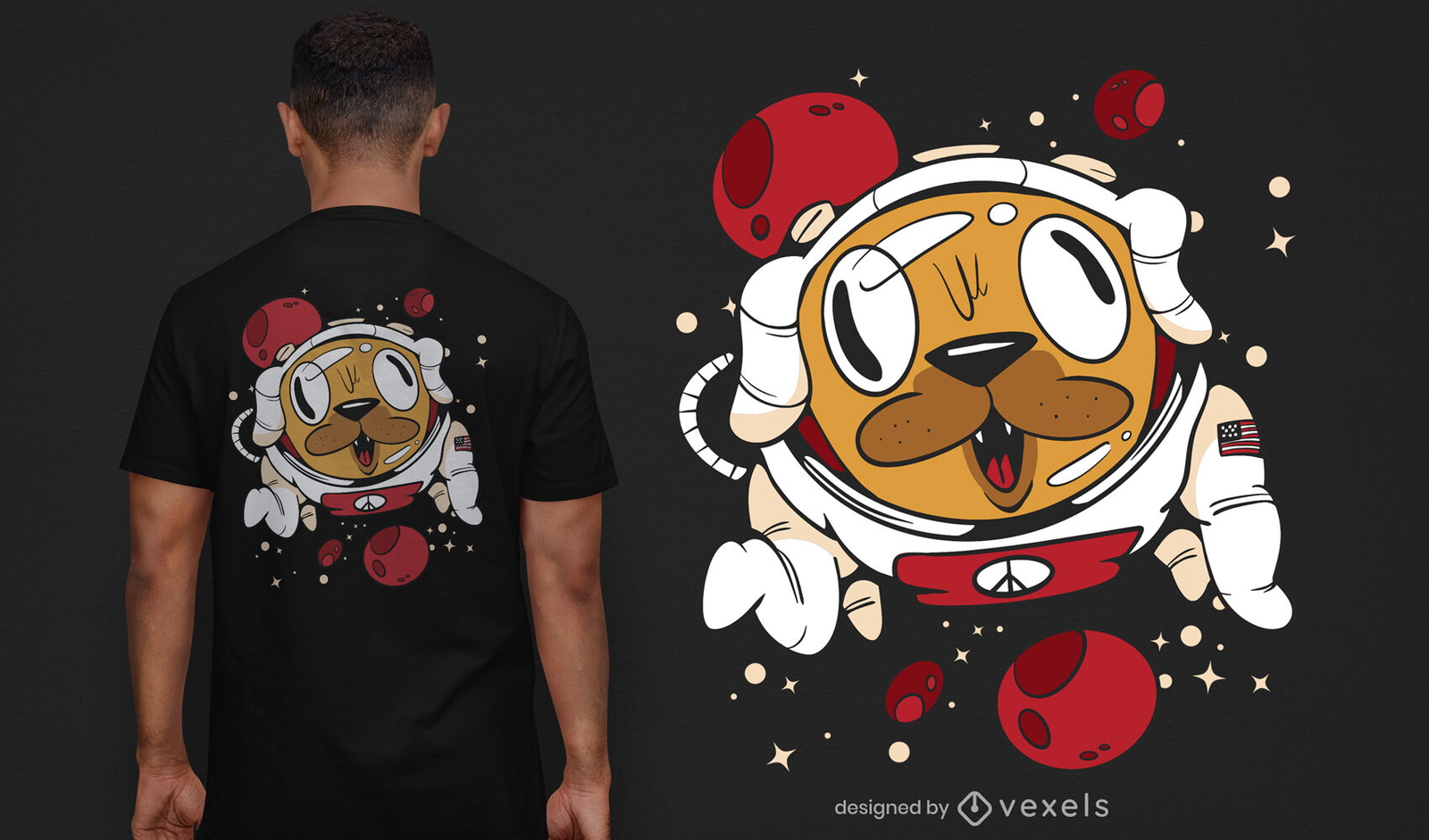 Design de t-shirt de astronauta para cães espaciais