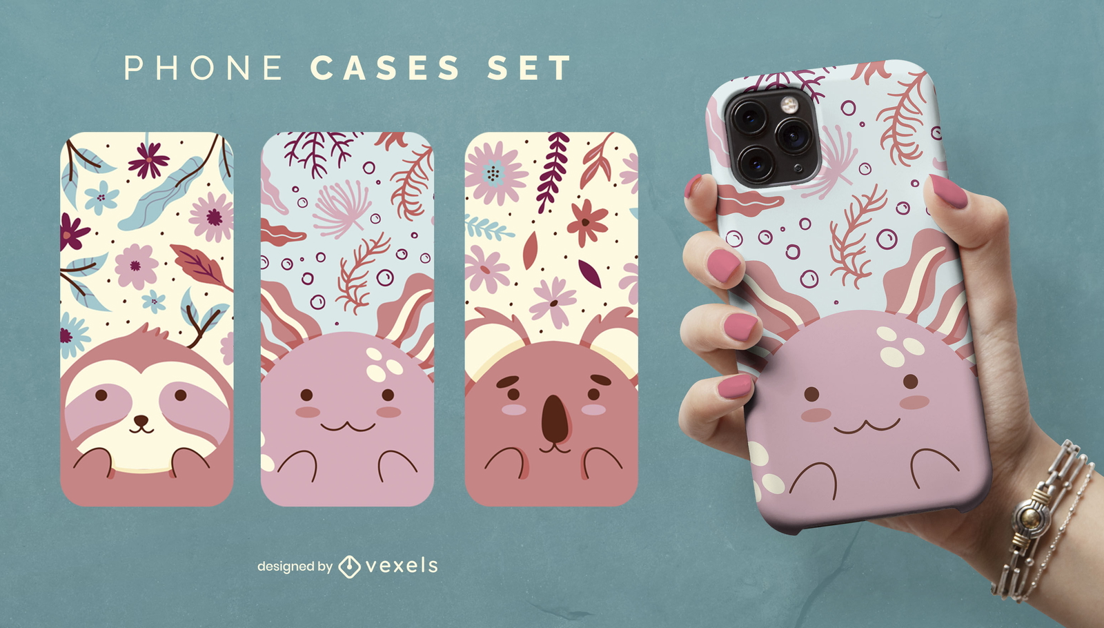 Lindo juego de fundas para teléfono con animales bebé