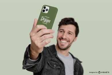 Man holding phone case mockup design