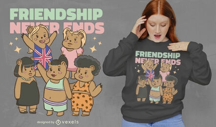 Design de camiseta com citações de ursos da amizade