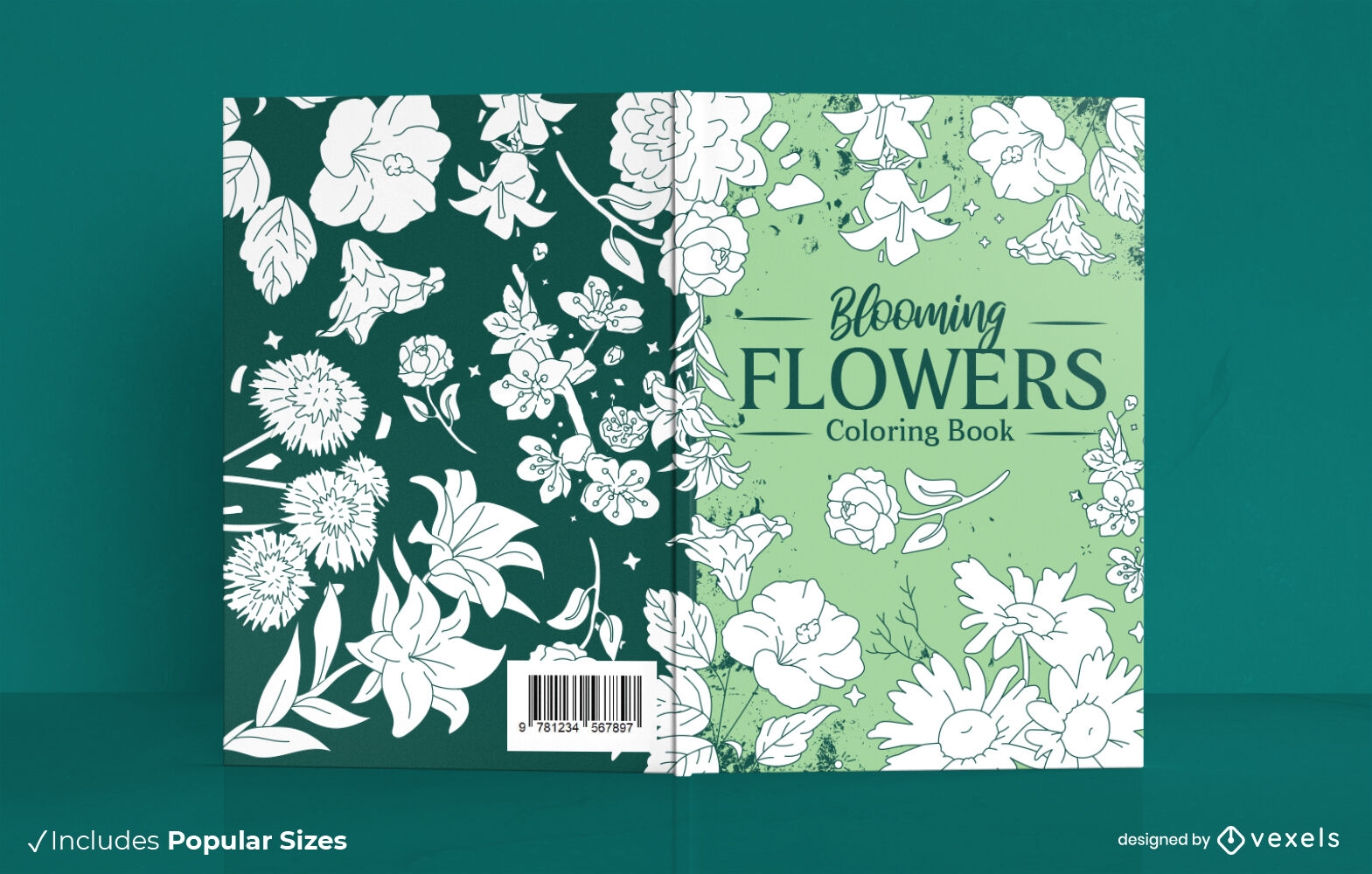 Blumen-Malbuch-Cover-Design
