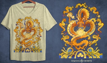 Camiseta de criatura mítica dragón chino psd