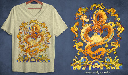 Chinesischer Drache Fabelwesen T-Shirt PSD