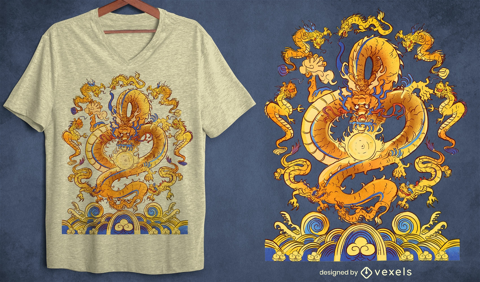 Camiseta da criatura mítica do dragão chinês psd