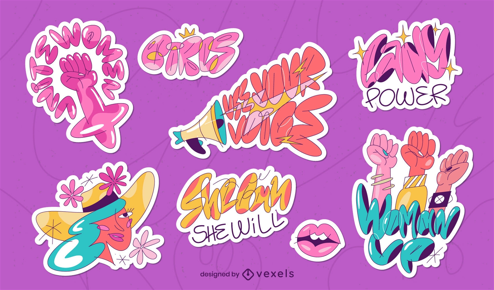 Women's day stickers set