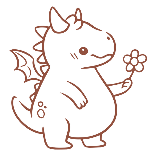 Flor de traço kawaii de dragão bebê Desenho PNG