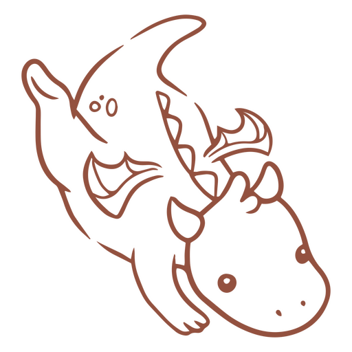 Bebé dragón kawaii trazo Diseño PNG