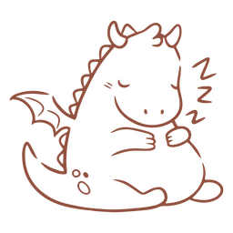 Bebé dragón kawaii trazo durmiendo Diseño PNG